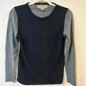 Ply Cashmere Black Grey Crewneck 100% Cashmere Sweater Women’s Size Medium